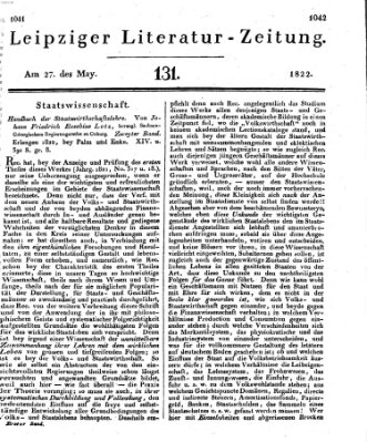 Leipziger Literaturzeitung Montag 27. Mai 1822