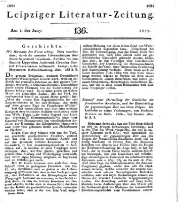 Leipziger Literaturzeitung Samstag 1. Juni 1822