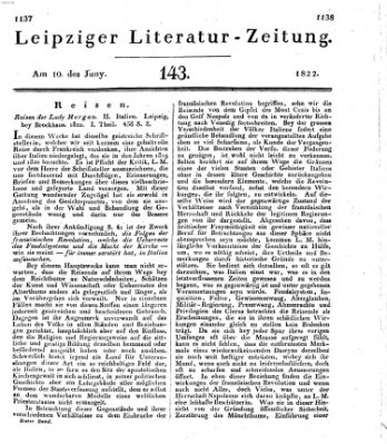 Leipziger Literaturzeitung Montag 10. Juni 1822