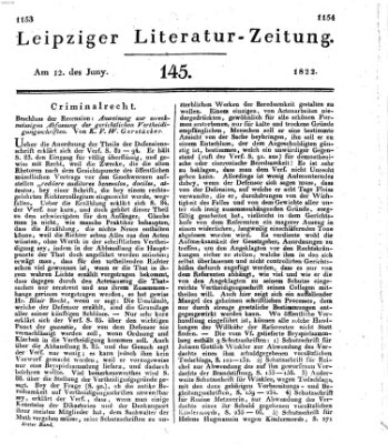 Leipziger Literaturzeitung Mittwoch 12. Juni 1822