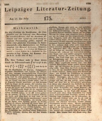 Leipziger Literaturzeitung Mittwoch 17. Juli 1822