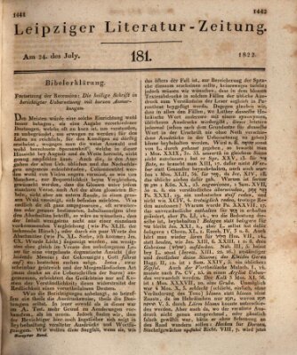 Leipziger Literaturzeitung Mittwoch 24. Juli 1822