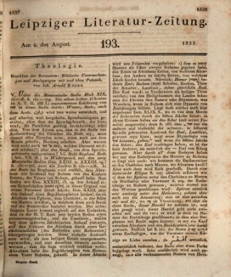 Leipziger Literaturzeitung Dienstag 6. August 1822