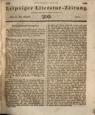 Leipziger Literaturzeitung Dienstag 13. August 1822