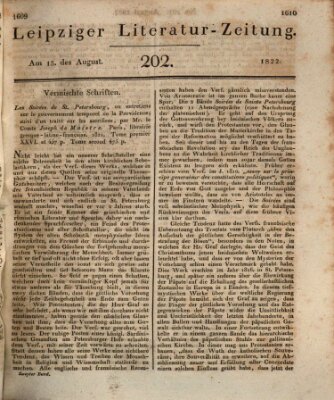 Leipziger Literaturzeitung Donnerstag 15. August 1822