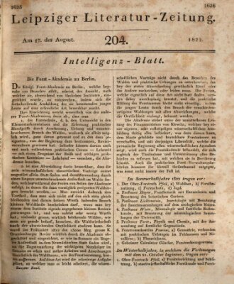 Leipziger Literaturzeitung Samstag 17. August 1822