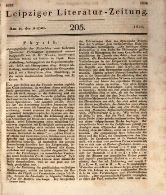 Leipziger Literaturzeitung Montag 19. August 1822