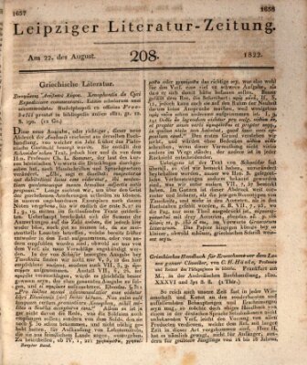 Leipziger Literaturzeitung Donnerstag 22. August 1822