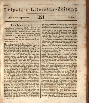 Leipziger Literaturzeitung Donnerstag 5. September 1822