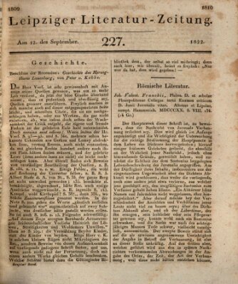 Leipziger Literaturzeitung Donnerstag 12. September 1822