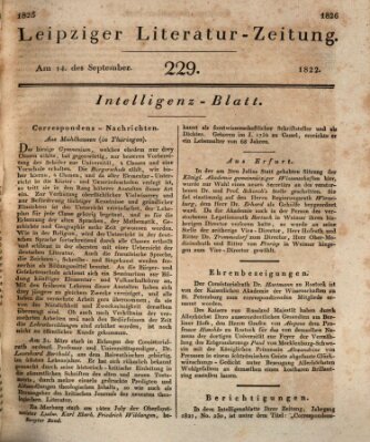 Leipziger Literaturzeitung Samstag 14. September 1822