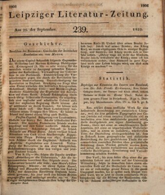 Leipziger Literaturzeitung Mittwoch 25. September 1822