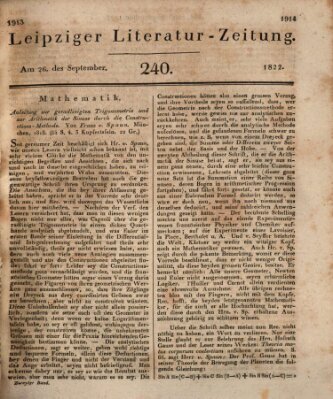 Leipziger Literaturzeitung Donnerstag 26. September 1822