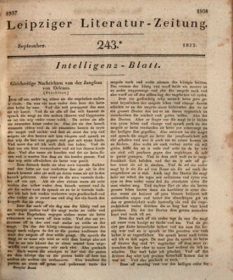 Leipziger Literaturzeitung Samstag 28. September 1822