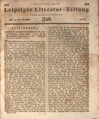 Leipziger Literaturzeitung Freitag 4. Oktober 1822