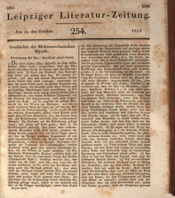 Leipziger Literaturzeitung Freitag 11. Oktober 1822