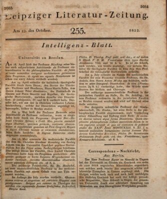 Leipziger Literaturzeitung Samstag 12. Oktober 1822