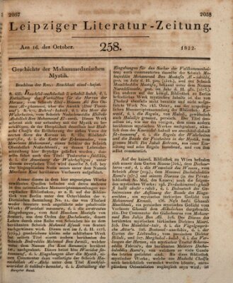 Leipziger Literaturzeitung Mittwoch 16. Oktober 1822