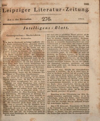 Leipziger Literaturzeitung Samstag 2. November 1822