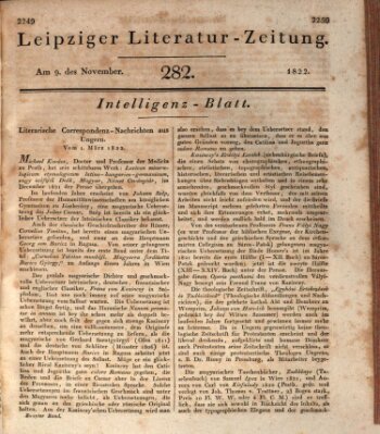 Leipziger Literaturzeitung Samstag 9. November 1822