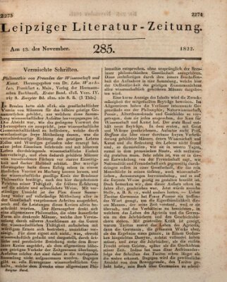 Leipziger Literaturzeitung Mittwoch 13. November 1822