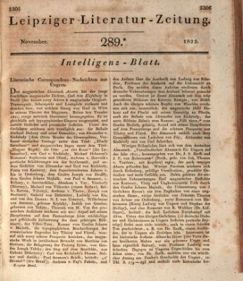 Leipziger Literaturzeitung Samstag 16. November 1822