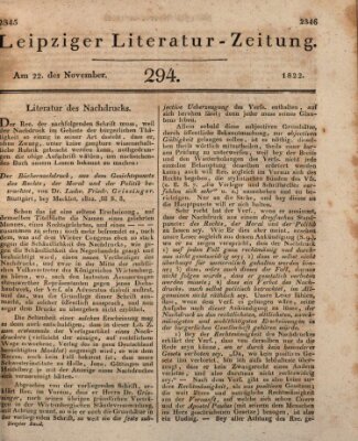 Leipziger Literaturzeitung Freitag 22. November 1822