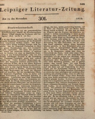 Leipziger Literaturzeitung Freitag 29. November 1822