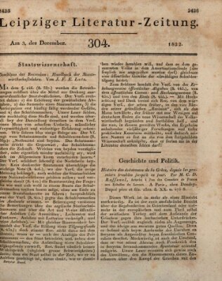 Leipziger Literaturzeitung Dienstag 3. Dezember 1822