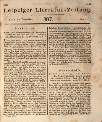 Leipziger Literaturzeitung Freitag 6. Dezember 1822