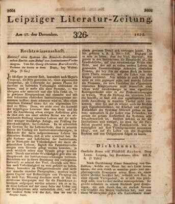 Leipziger Literaturzeitung Freitag 27. Dezember 1822