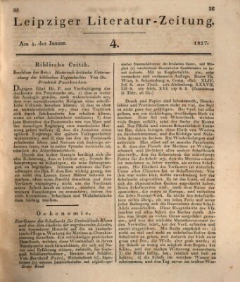 Leipziger Literaturzeitung Donnerstag 4. Januar 1827