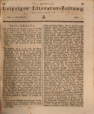 Leipziger Literaturzeitung Freitag 5. Januar 1827