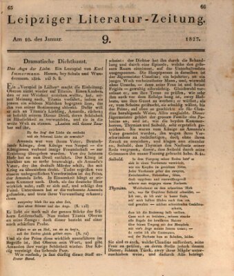 Leipziger Literaturzeitung Mittwoch 10. Januar 1827