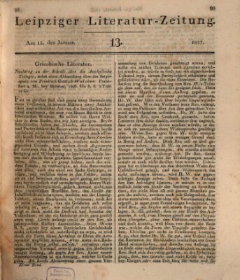 Leipziger Literaturzeitung Montag 15. Januar 1827