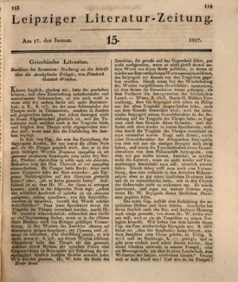 Leipziger Literaturzeitung Mittwoch 17. Januar 1827