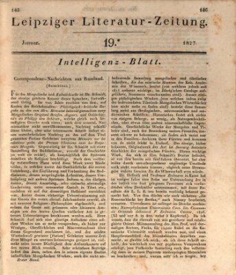 Leipziger Literaturzeitung Samstag 20. Januar 1827