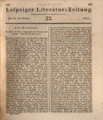 Leipziger Literaturzeitung Mittwoch 24. Januar 1827