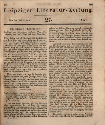 Leipziger Literaturzeitung Dienstag 30. Januar 1827