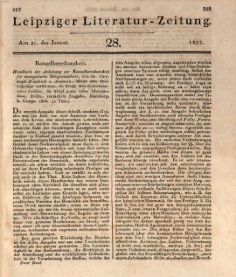 Leipziger Literaturzeitung Mittwoch 31. Januar 1827