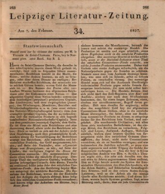 Leipziger Literaturzeitung Mittwoch 7. Februar 1827