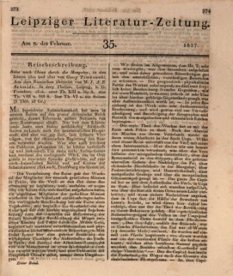 Leipziger Literaturzeitung Donnerstag 8. Februar 1827