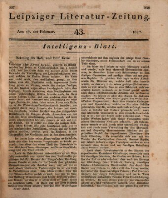 Leipziger Literaturzeitung Samstag 17. Februar 1827