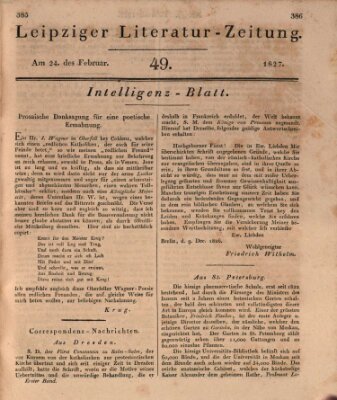 Leipziger Literaturzeitung Samstag 24. Februar 1827