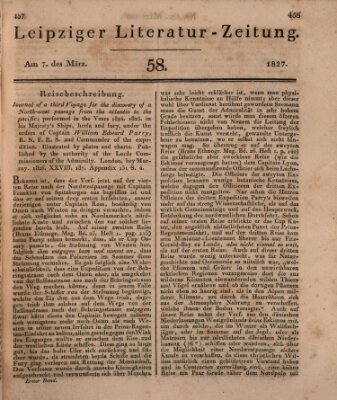 Leipziger Literaturzeitung Mittwoch 7. März 1827