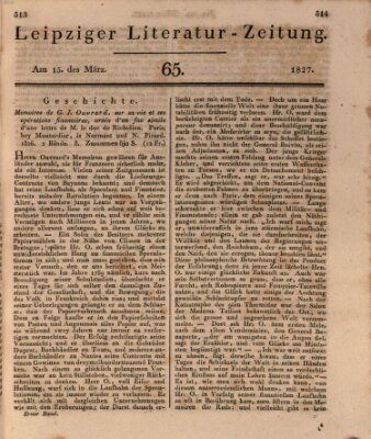 Leipziger Literaturzeitung Donnerstag 15. März 1827