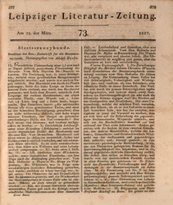 Leipziger Literaturzeitung Freitag 23. März 1827