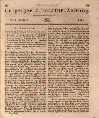 Leipziger Literaturzeitung Dienstag 3. April 1827