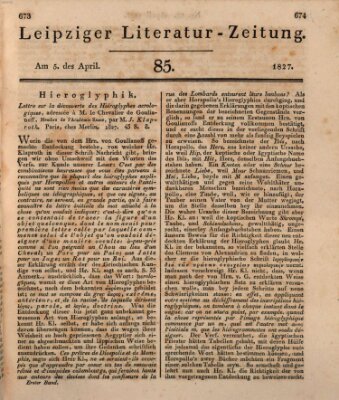 Leipziger Literaturzeitung Donnerstag 5. April 1827