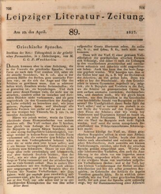 Leipziger Literaturzeitung Dienstag 10. April 1827